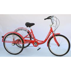 Enero Rower 3-kołowy 24" rehabilitacyjny czerwony 6-biegowy