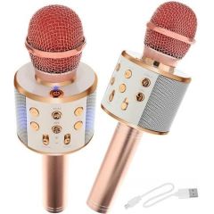 Goodbuy микрофон для караоке со встроенным динамиком bluetooth | 3 Вт | aux | голосовой модулятор | USB | Micro SD светло-розовый