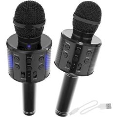 Goodbuy karaoke mikrofons ar iebūvētu Bluetooth skaļruni | 3W | aux | balss modulators | USB | Micro SD melns