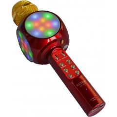 Goodbuy LED 360 karaoke mikrofons ar Bluetooth skaļruni | 5W | aux | balss modulators | USB | Micro SD sarkans Mikrofoni