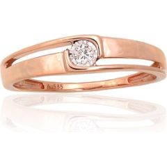 Золотое кольцо #1101044(Au-R+PRh-W)_DI, Красное Золото 585°, родий (покрытие), Бриллианты (0,05Ct), Размер: 17, 1.51 гр.