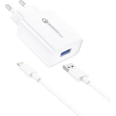 Foneng EU13 Wall Charger + USB to Lightning Cable, 3A (White)