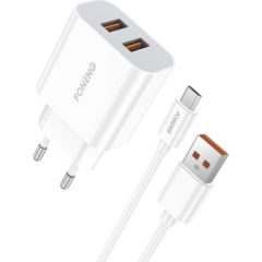 Fast charger Foneng 2x USB EU45 + USB Micro cable