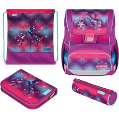 Herlitz Loop Plus Funky Horse, school bag (purple/pink, incl. 16-piece school case, pencil case, sports bag)