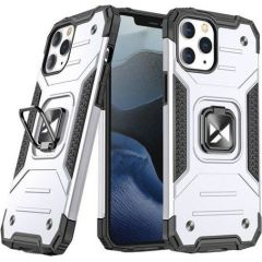 Wozinsky Apple  iPhone 13 Ring Armor Case Kickstand Tough Rugged Cover Silver
