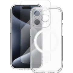 Vmax Set MagSafe Case Aizsargapvalks + Tempered Glass Aizsargstikls 2,5D Priekš Apple iPhone 15 Plus