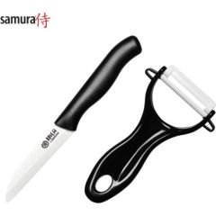 Samura 2в1 комплект из керамического фруктового ножа 75mm + керамической лезвии овощечистка Черный