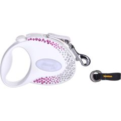FLEXI Glam Composition with Swarovski crystals S - Dog Retractable lead - 3 m - white