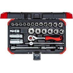 Gedore Red Socket set 3/8 ", 26 pieces (red / black, with Shift-gun, SW 6mm - 24mm)