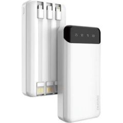 Dudao   capacious powerbank with 3 built-in cables 20000mAh USB Type C + micro USB + Lightning White