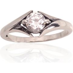 Серебряное кольцо #2101759(POx-Bk)_CZ, Серебро 925°, оксид (покрытие), Цирконы, Размер: 17, 2.2 гр.