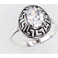 Серебряное кольцо #2100676(POx-Bk)_CZ, Серебро 925°, оксид (покрытие), Цирконы, Размер: 17, 2.3 гр.