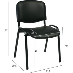 Klienta krēsls ISO 54,5xD42,5xH82/47cm, sēdvieta: ādas imitācija, krāsa: melns, rāmis: melns
