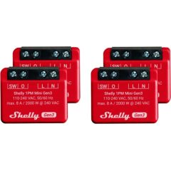 Shelly Plus 1 PM Mini Gen3 Economy Pack, Relay (Red, Pack of 4)
