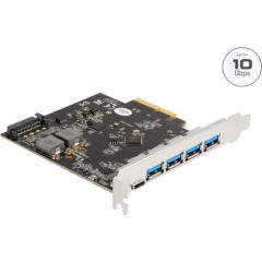 DeLOCK PCI Express x4 card for 1 x USB Type-C + 4 x USB Type-A, interface card