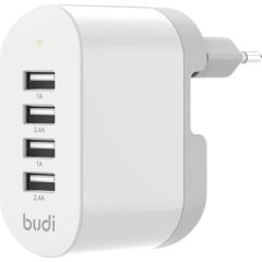 Budi wall charger, 4x USB, 34W (white)