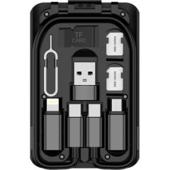 Multi-functional box for phones Budi 515C, 6 types cables (black)