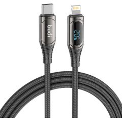 USB-C to Lightning LED cable Budi, 20W, 1.5m (black) Автомобильные зарядные устройства