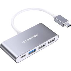 Lention 4in1 Hub USB-C to USB 3.0 + 2x USB 2.0 + USB-C (gray)