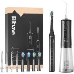 Sonic toothbrush with tips set and water flosser Bitvae D2+C2 (black)