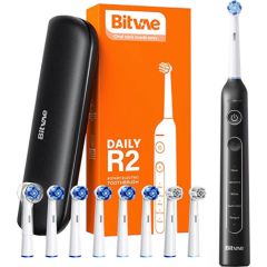 Rotary toothbrush with tips set and travel case Bitvae R2 (black)