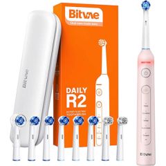 Rotary  toothbrush with tips set and travel case Bitvae R2 (pink)