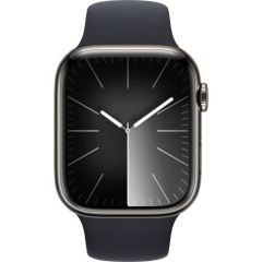 Apple Watch Series 9, Smartwatch (graphite/black, stainless steel, 45 mm, sports strap, cellular)