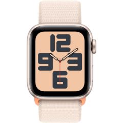 Apple Watch SE (2023), Smartwatch (silver/light beige, 40 mm, Sport Loop, Aluminum, Cellular)