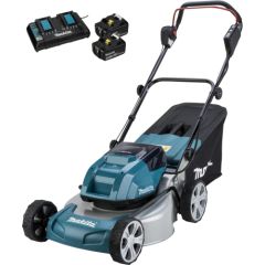 Makita cordless lawnmower DLM463PT2, 36Volt (2x18Volt) (blue/black, 2x Li-ion battery 5.0Ah)