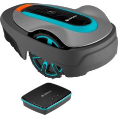 GARDENA robotic lawnmower smart SILENO city 400m? set (grey/turquoise, Li-ion battery 2.0Ah, with smart gateway, LONA technology)