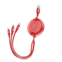 Baseus Golden Loop 3in1 Elastic Data Cable USB for M+L+T 3.5A 1.2m Red