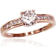 Золотое кольцо #1100353(Au-R)_CZ, Красное Золото 585°, Цирконы, Размер: 17, 1.45 гр.
