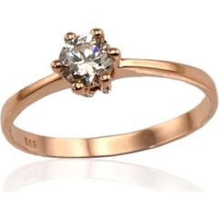 Золотое кольцо #1100102(Au-R)_CZ, Красное Золото 585°, Цирконы, Размер: 17, 1.01 гр.