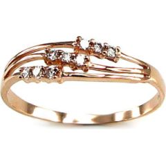 Золотое кольцо #1100060(Au-R)_CZ, Красное Золото 585°, Цирконы, Размер: 16.5, 1.01 гр.