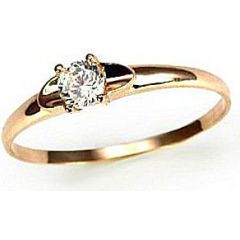 Золотое кольцо #1100011(Au-R)_CZ, Красное Золото 585°, Цирконы, Размер: 17, 0.98 гр.