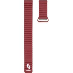 Connect   22mm Flat head Leather - Silicone Loop Magnetic Strap (130mm M/L) Wine Red