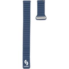 Connect   22mm Flat head Leather - Silicone Loop Magnetic Strap (130mm M/L) Midnight Blue