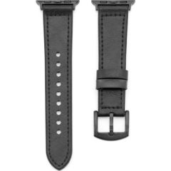 Connect Universal  Watch 38/40/41mm Silicone patch Leather Strap (132mm M/L) Black