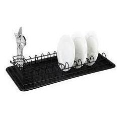 Kinghoff Metāla trauku žāvētājs no melnas stieples, daļēji pārklāts ar pretslīdes silikonu, 50,5 x 24 x 9,5 c Citi trauki