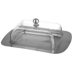 Kinghoff Kvadrātveida formas sviesta trauks ar plastmasas vāciņu - nerūsējošais tērauds, 19 cm x 12 cm x 7 cm Ēdamrīki