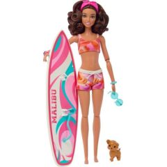 Lalka Barbie Mattel plażowa (brunetka) + akcesoria HPL69 Lelles