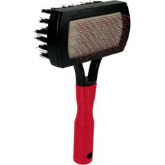 Trixie MIĘKKA SZCZOTKA DWUSTRONNA Z GUMOWĄ RĄCZKĄ 10 x 17 cm Citas preces