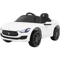 Ramiz elektriskais bērnu sporta auto – Maserati Ghibli baltā versijā Bērnu elektriskās automašīnas