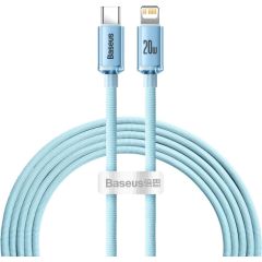 Baseus cable Crystal Shine USB-C - Lightning 2,0 m 20W sky blue
