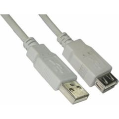 Kabelis Brackton USB Male - USB Female 2m White