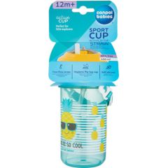 CANPOL BABIES pudelīte ar silikona salmiņu So Cool!, 400 ml, 4/102_yel Barošanas pudelītes