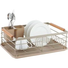 Trauku žāvēšanas statīvs, tērauds-plastmasa-koks, bēšs KINGHoff. Citi trauki