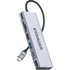Docking Station, Essager, EHB08-QK0G-Z, HDMI, 2xUSB-A, SD card, TF card (gray)