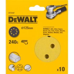 Smilšpapīrs DeWalt DT3107-QZ; K240; 125 mm; 10 gab. Dažādi diski