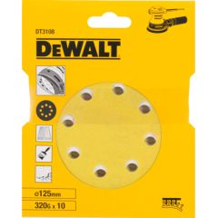 Koka slīpēšanas loksne DeWalt DT3108-QZ; K320; 125 mm; P320; 10 gab. Dažādi diski